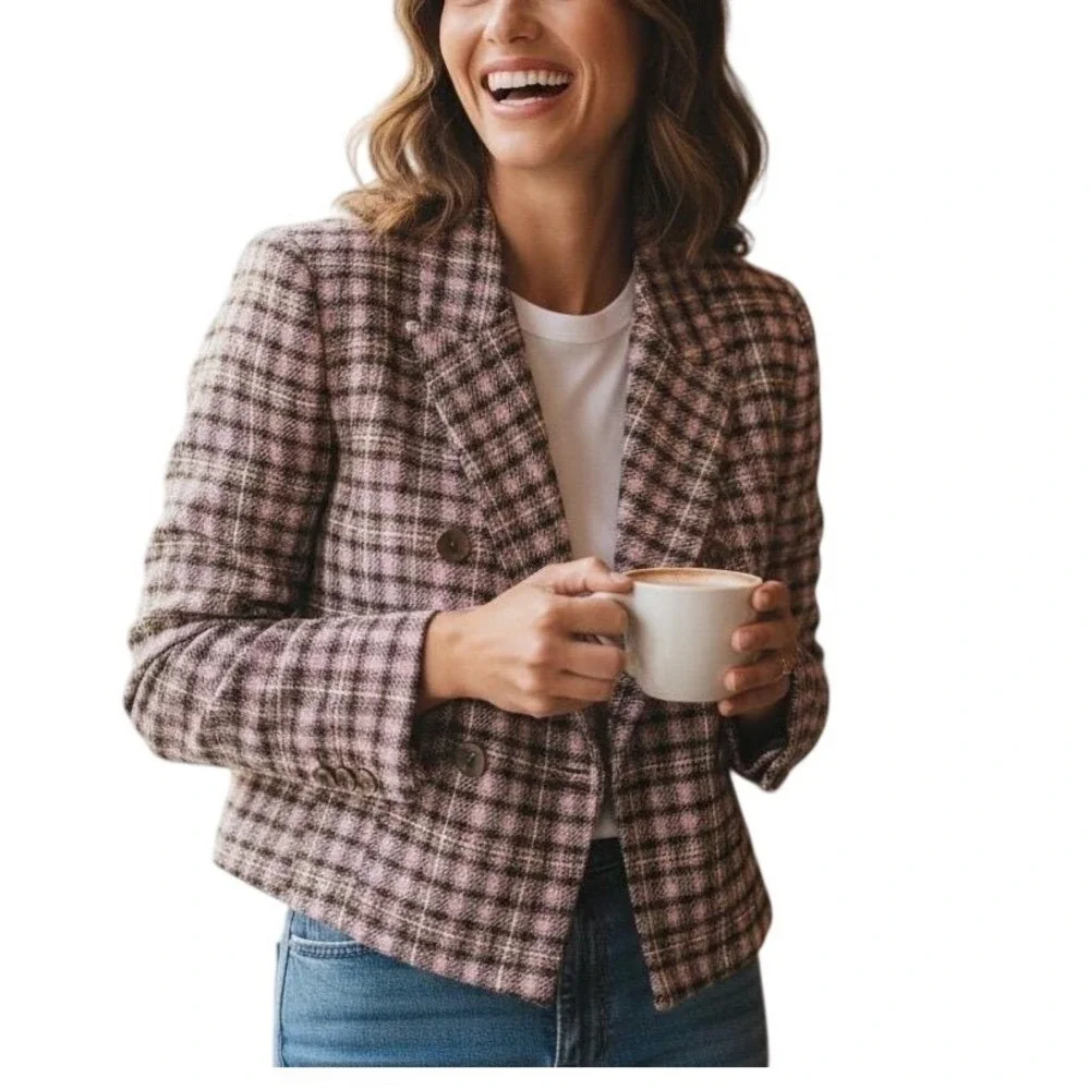 Talbots‎ Women's Plaid Double Breasted Blazer Jacket Size 2